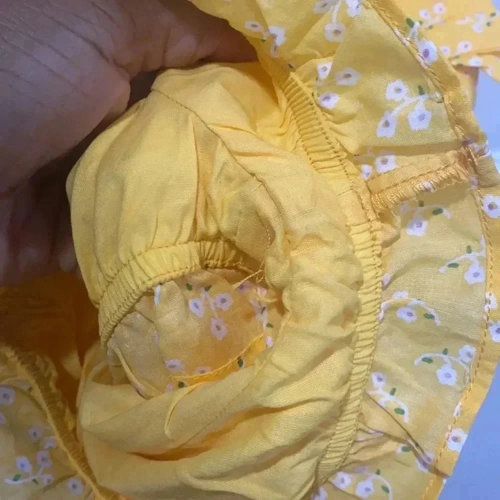 Janie and Jack Yellow Romper with pockets and bow Size 8 NWOT